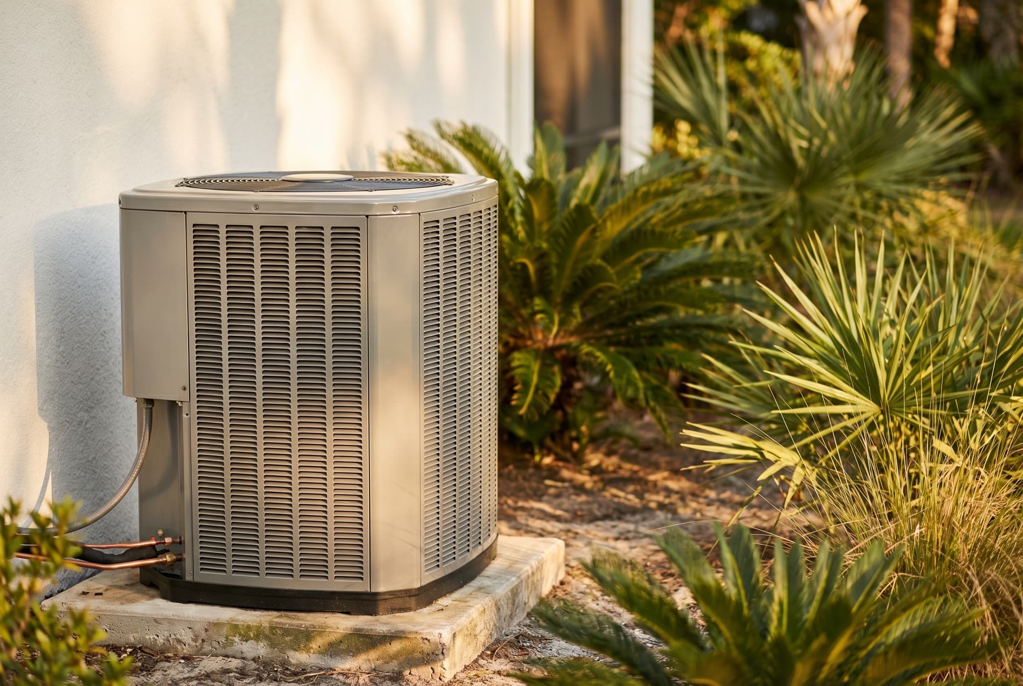 Premium outdoor condenser beside a Florida home